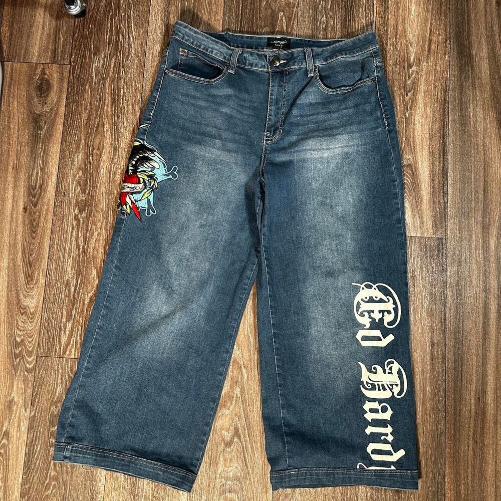 Ed-hardy Men's Denim Embroidered Y2k Jeans